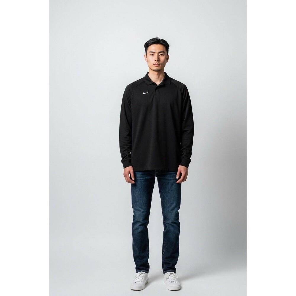 Nike Dri-Fit Polo Shirt Men’s Black Long Sleeve Nike size small embroidered Logo